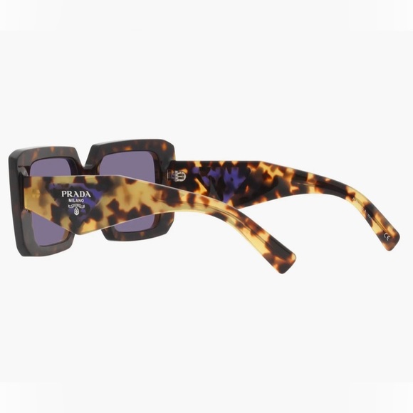 NEW PRADA Tortoise Violet Square Mirror Lenses Logo Arms Square Frame with Box main image 5